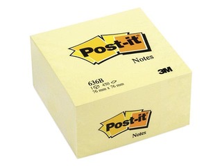 Post-it märkmepaberi kuubik, iseliimuv, kollane, 76x76mm, 450 lehte