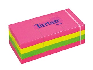 Märkmepaber Tartan, iseliimuv, 38x51 mm, 12x100l., neoon mix