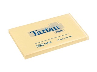 Märkmepaber Tartan, iseliimuv, 76x127 mm, 100 l., kollane