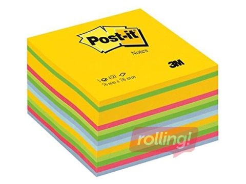 Блок Клейкиx листочкek Post-it, неон, 76х76мм, 450 листья