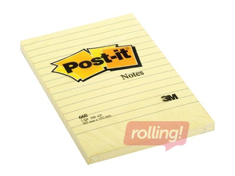 Post-it märkmepaber, kollane, 102x152mm, 100 lehte