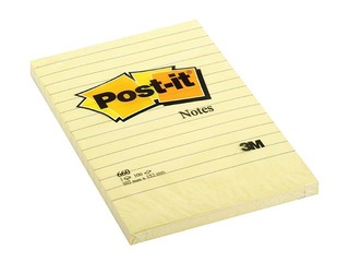 Post-it märkmepaber, kollane, 102x152mm, 100 lehte