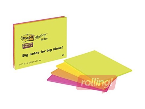 Märkmepaber Post-it A5 Meeting Notes 6845-SSP, 4x45l., 152 x 203 mm 