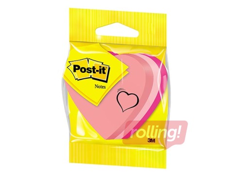 Post-it Heart märkmepaberkuubik, 3 värvid , 225 l.