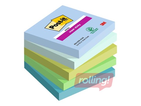 Liimäärega märkmepaber Post-It Super Sticky Oasis 76x76mm, 5x90 lehte + KAMPAANIA! Osta märkmepaber ja me anname kingituse!