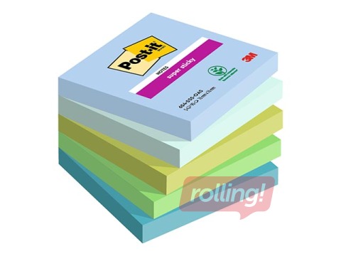 Liimäärega märkmepaber Post-It Super Sticky Oasis 76x76mm, 5x90l. + KAMPAANIA! Osta märkmepaber ja me anname kingituse!