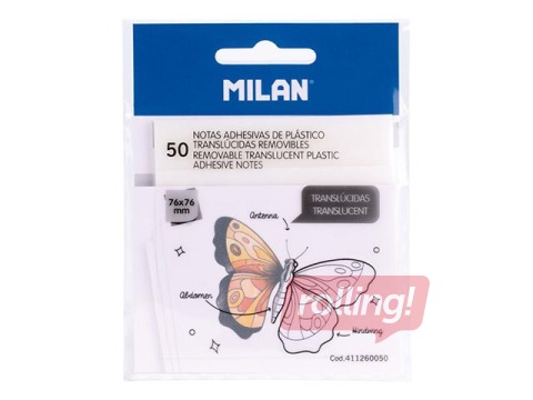 Kleeppaberid Milan, poolläbipaistev, 76x76mm, 50 lehte