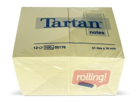 Märkmepaber Tartan, kollane, 51x76mm, 12x100 lehte
