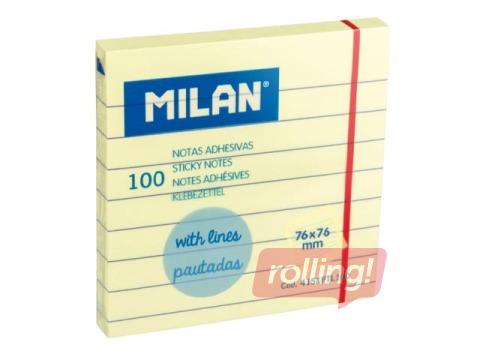 Liimilehed Milan, kollased, joonega, 100 lehte, 76x76mm