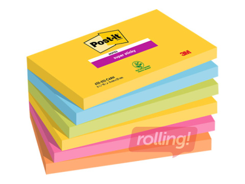 Isekleepuvad märkmepaberid Post-It Super Sticky Carnival 76x127mm, 6x90 lehte