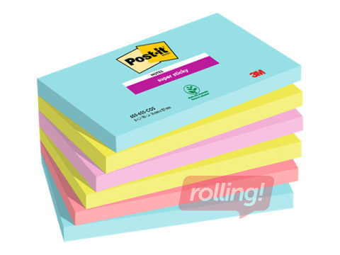 Isekleepuvad märkmepaberid Post-It Super Sticky Cosmic 76x127mm, 6x90 lehte