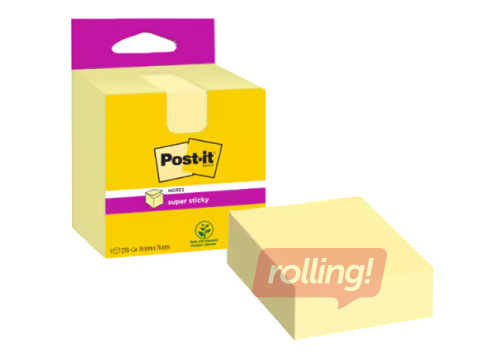 Kleepmärkmed Post-it Super Sticky Canary, 76x76mm, 270 lehte, kanarijkollased