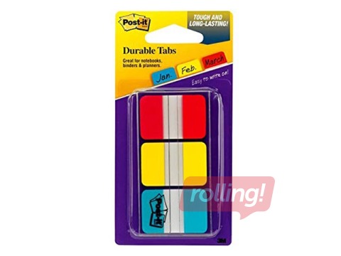Indeksid Post-it Strong, punane/kollane/sinine, 25x38mm