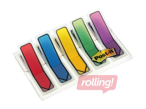 Indeksid - nool, kile Post-it, erivärvid, 12x43mm, 5x20 lehte