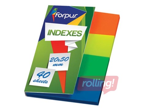 Marķēšanas indeksi Forpus 50x20, 4x40l., plastikāta, dažādas neonkrāsas