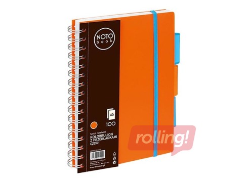 Kaustik spiraalköitega, A5, oranž, ruuduline, 100 lehte