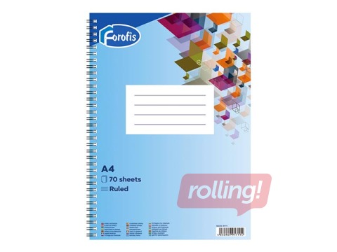 Spiral notebook Forofis, A4, ruled, 70 sheets