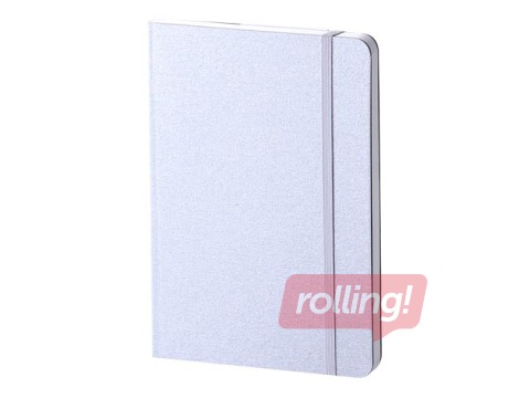 Notebook, A5 Mondial, square, light grey with grey rubber