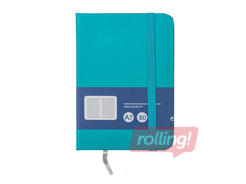 Kõvade kaantega märkmik Multicolor, kummiga, sinine, A7, 80 lehte