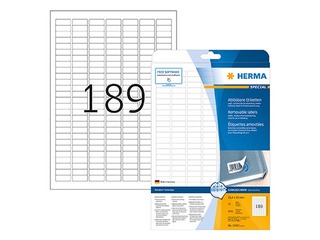 Etiketid Herma Special, A4, 25.4x10 mm, 25 lehte, taaskleebitavad, valge