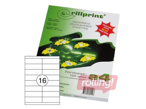 Kleepsud Rillprint, A4, 105x33.8 mm, 100 lehte, valge 