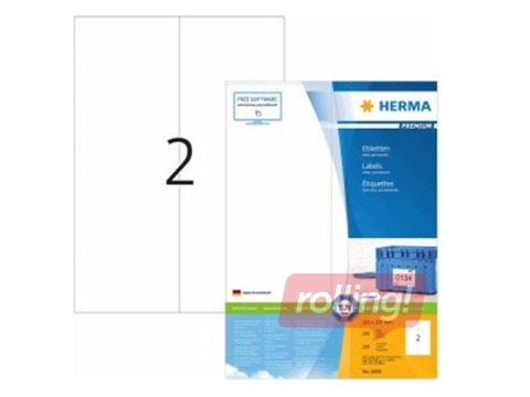 Etiketid Herma Premium A4 105 x 297 mm, valged, 100 lehte