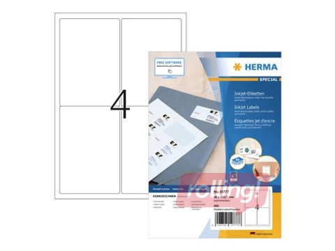 Uzlīmes Herma  A4, 96x139.7 mm, 80 loksnes, baltas