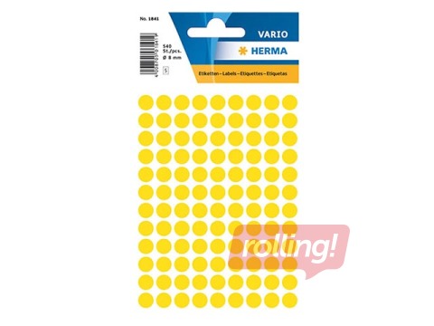 Etiketid, mitmeotstarbelised, Herma, 8 mm, kollane