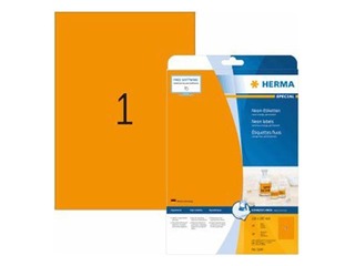 Etiketid Herma Special, A4, 210 x 297 mm, 20 lehte, neoonoranž