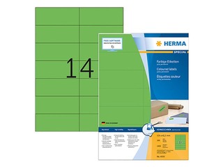 Värvilised etiketid Herma, A4, 105 x 42,3 mm, 20 lehte