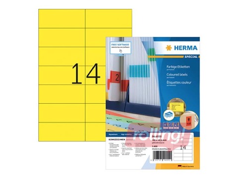 Sildid Herma, A4, 105 x 42,3 mm, 100 lehte, kollane