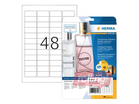 Kleebised Herma A4, 45,7 x 21,2 mm, 25 lehte, ilmastikukindel, püsikleepuv, kristallselge