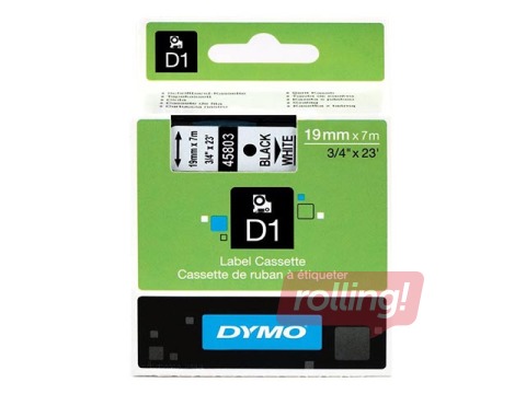 PROMO Markeerimislint Dymo D1 19mm x 7m, mustad tähed valgel põhjal