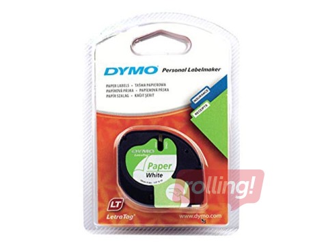 Markeerimislint Dymo , 12 mm x 4 m, paber, valge