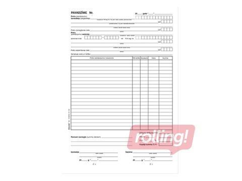 Delivery note, A4, self-copying, 4 copies, 25 sets