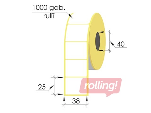 Termoetikett rullis, 38x25 mm, Top, 1000 tk 