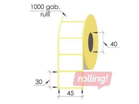 Termoetikett rullis, 45x30 mm, Top, 1000 tk