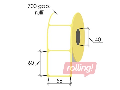 Termoetikett rullis, 58x60 mm, Top, 700 tk
