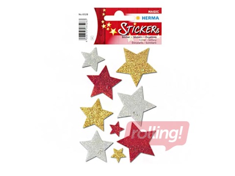 Stickers  Herma Magic, multicolored stars, diamond glittery, 1 sheet