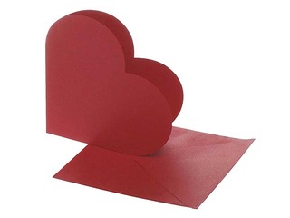 Ümbrikud + südamekujulised kaardid, 10 tk, punane