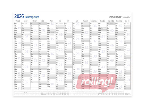 HOTPR Seinakalender 2026 Staedtler Lumocolor 641, A1, plastik