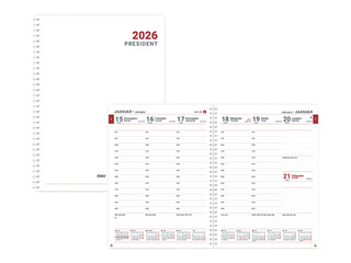Grāmatu kalendāra President Spiral, plastmasas vāki, spirālveida, nedēļa, melns
