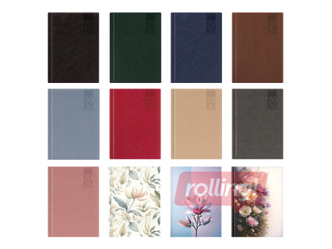 Raamatkalender, A5, kunstnahast kaante, kõvaköide, NÄDAL Horisontaal