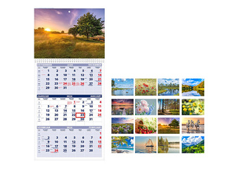 Seinakalender TRIO, avatud mõõt 297x630mm