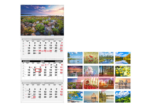 Seinakalender Trio EKSTRA, avatud mõõt 297x640mm