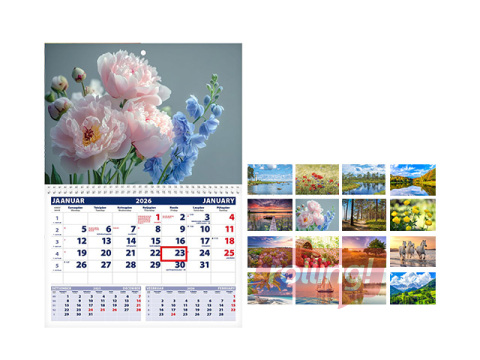 Seinakalender UNO, avatud mõõt 297x430mm