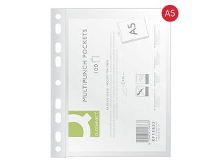 Dokumenditaskud Q-Connect, A5, läikivad, 50 mic, 100 tk.