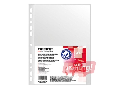 Dokumenditaskud Office Products, A4, läikiv, 60 mic., 100 tk.