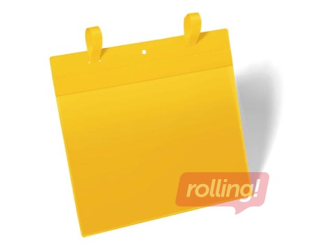 Dokumenditaskud Durable, A4, kinnitatavad rihmadega, kollane, 50 tk.