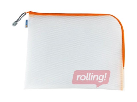 Folder - lockable Herma, A4 +, transparent with orange zipper